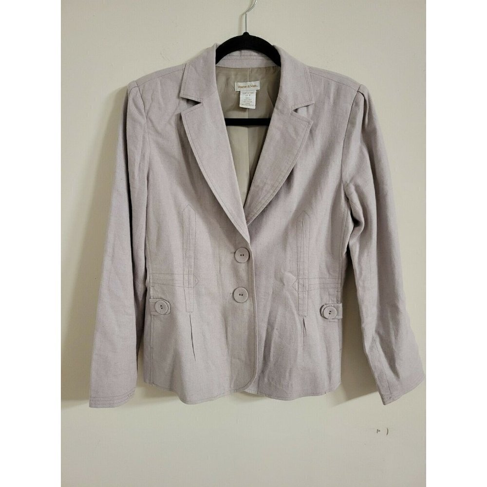 Monroe and Main Linen / Rayon Vintage /Retro Size 8 Beige Jacket